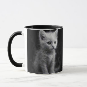 Fantasy Cute Witte Rook Kitten Mok
