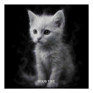 Fantasy Cute Witte Rook Kitten Perfect Poster