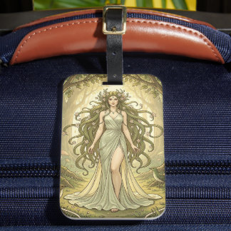 Fantasy dame in een betoverd bos bagagelabel