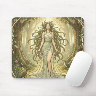 Fantasy dame in een betoverd bos muismat