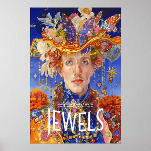 Fantasy Damesportret Kunstprint Vlinderhoed Poster (Voorkant)