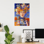 Fantasy Damesportret Kunstprint Vlinderhoed Poster (Thuiskantoor)