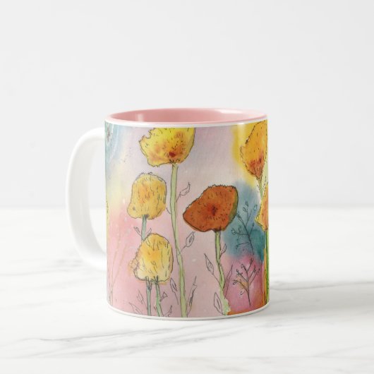 Fantasy Dandelion Waterverf Design Coffee Mok (Voorkant links)