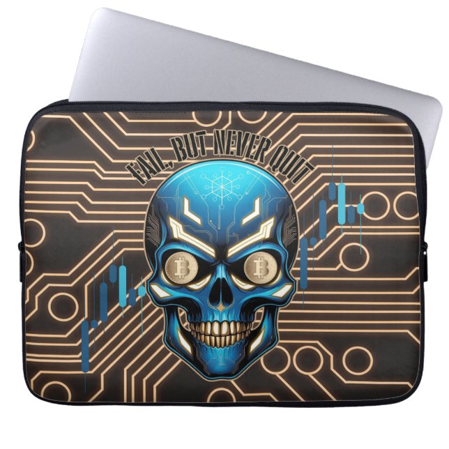 Fantasy Design | Crypto Btc | Motivation | Blue Laptop Sleeve (Voorkant)