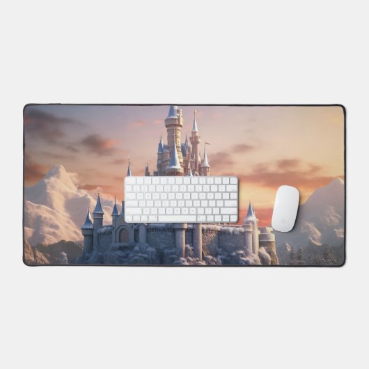Fantasy digitaal kasteel in de bergen bureaumat (Keyboard & Muis)