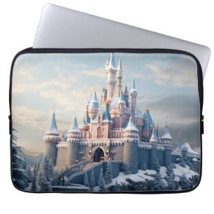 Fantasy digitaal kasteel in de bergen laptop sleeve