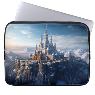 Fantasy digitaal kasteel in de bergen laptop sleeve
