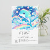 Fantasy Dolphin Baby shower Kaart (Staand voorkant)