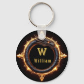 ✨ Fantasy Draak Aangepaste Naam Ring Sleutelhanger (Achterkant)