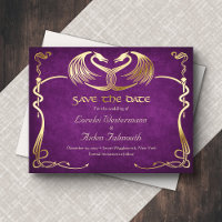 Fantasy Draak Bourgondië Trouwkaart 'Save the Date