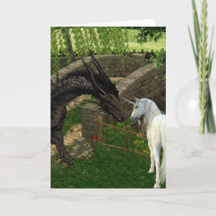 Fantasy Draak en Eenhoorn Begroeting Kaart