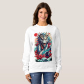 Fantasy draak en rode rozen trui (Voorkant volledig)