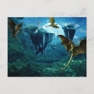 Fantasy Draak Landschap scène Briefkaart