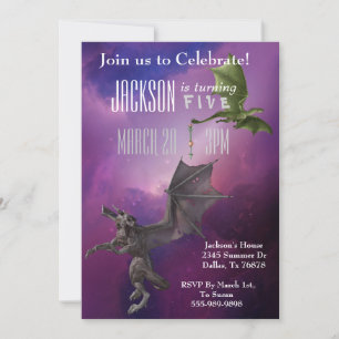 Fantasy Draak Magie Sfeer Galaxy Verjaardagsfeestj Kaart