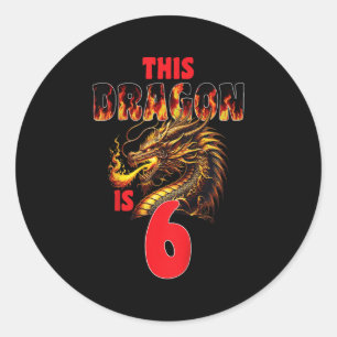 Fantasy Draak Thema Voor Kinderen Die 6 Worden Ronde Sticker