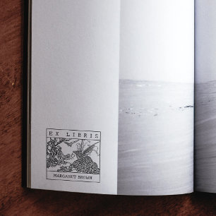 Fantasy Draak, Vintage Aangepaste Ex Libris Boek Rubberstempel