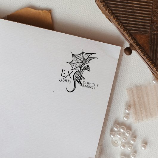 Fantasy Dragon, aangepaste ex libris boek Rubberstempel