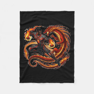 Fantasy Dragon Afro-Amerikaanse Black Man Superher Fleece Deken