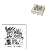 Fantasy Dragon Bookplate Rubberstempel (Gestempeld)
