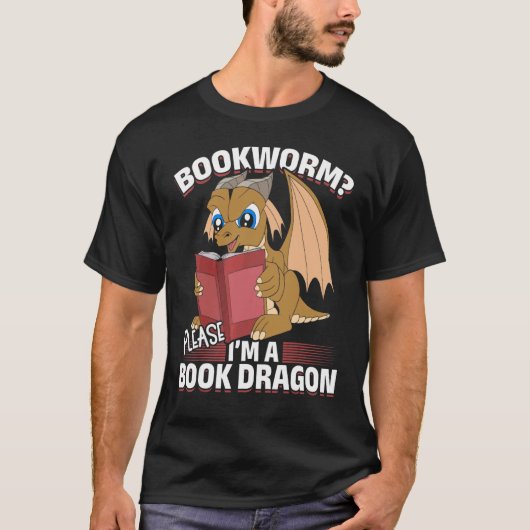 Fantasy Dragon Cute Book Dra T-shirt (Voorkant)