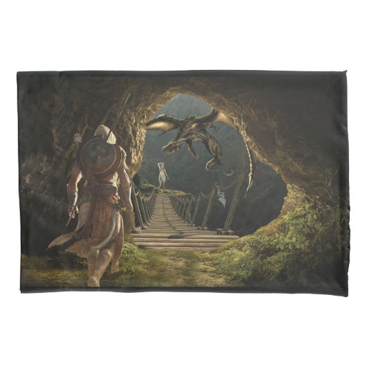 Fantasy Dragon en Dragonslayer-kussen Kussensloop (Voorkant)