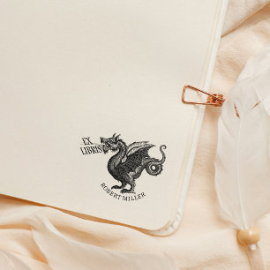  Fantasy Dragon Ex Libris Bibliotheek Boek Rubberstempel