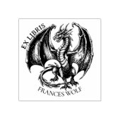  Fantasy Dragon Ex Libris Bibliotheek Boekplaat Rubberstempel (Afrduk)