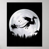 Fantasy Dragon Moon Sleigh, Santa Pulled By Dragon Poster (Voorkant)