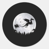 Fantasy Dragon Moon Sleigh, Santa Pulled By Dragon Ronde Sticker (Voorkant)