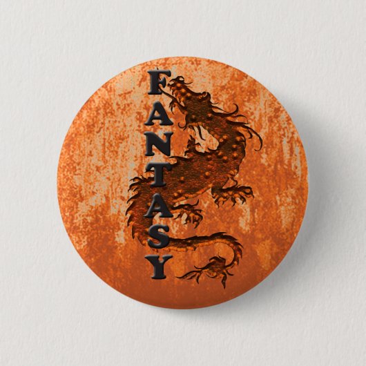 FANTASY dragon on on roest Ronde Button 5,7 Cm (Voorkant)