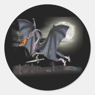 Fantasy dragon ronde sticker