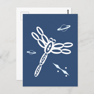 Fantasy Dragonfly en OuterSpace Rift, blauw, wit Briefkaart