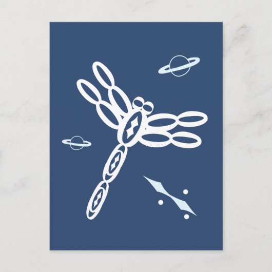 Fantasy Dragonfly en OuterSpace Rift, blauw, wit Briefkaart (Voorkant)