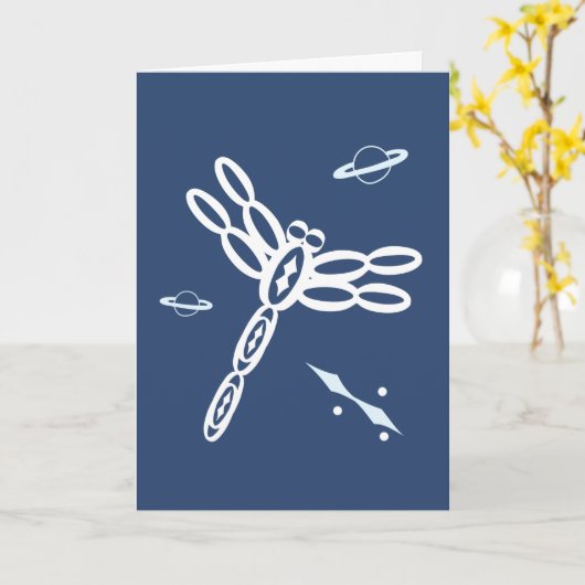 Fantasy Dragonfly en OuterSpace Rift, blauw, wit Kaart (Gele Bloem)