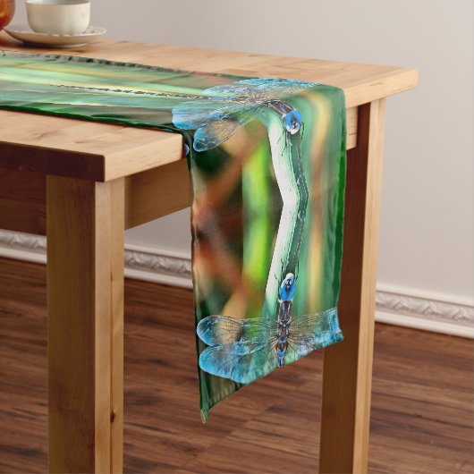Fantasy Dragonfly in Turquoise en Black Korte Tafelloper (Voorbeeld)