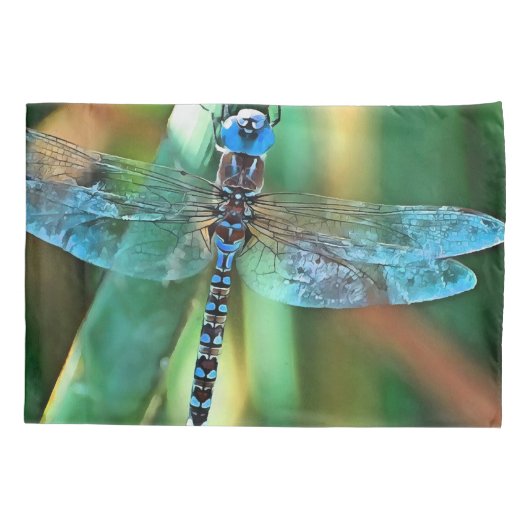 Fantasy Dragonfly in Turquoise en Black Kussensloop (Achterkant-Links)