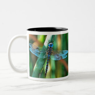 Fantasy Dragonfly in Turquoise en Black Tweekleurige Koffiemok