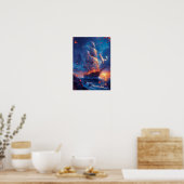 Fantasy Dragonfly Ship Poster (Keuken)