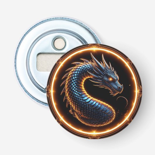✨ Fantasy Draken Crest Ring Frame Embleem ✨ Button Flesopener (Voorkant)