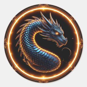 ✨ Fantasy Draken Crest Ring Frame Embleem ✨ Ronde Sticker