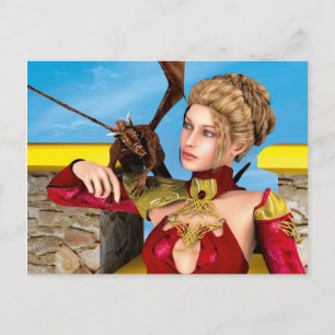 Fantasy Draken Prinses Digitale Kunst Briefkaart