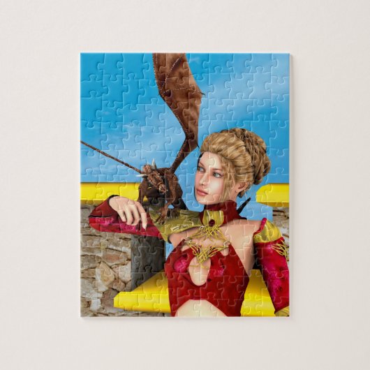 Fantasy Draken Prinses Digitale Kunst Legpuzzel (Verticaal)