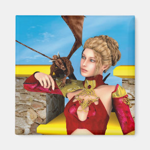 Fantasy Draken Prinses Digitale Kunst Magneet