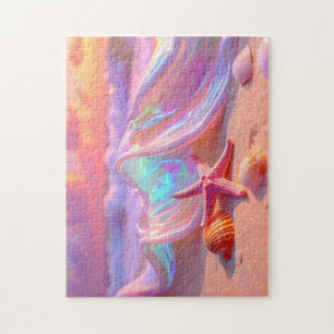Fantasy Droomstrand Met Mooie Roze Zeester Legpuzzel