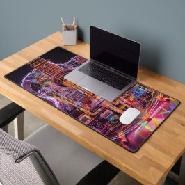 Fantasy Electro Neon Glas Gitaar Digitale Kunst Bureaumat