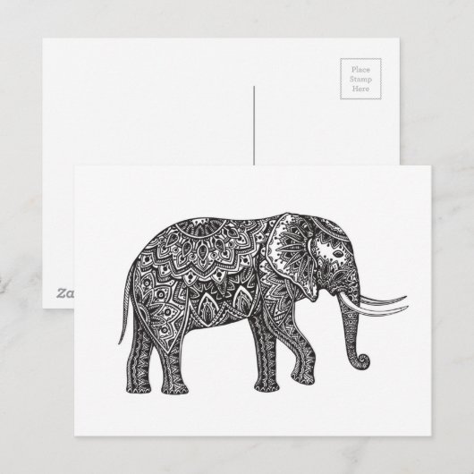 Fantasy Elephant Doodle Briefkaart (Voorkant / Achterkant)