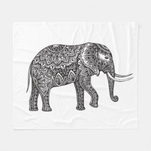 Fantasy Elephant Doodle Fleece Deken