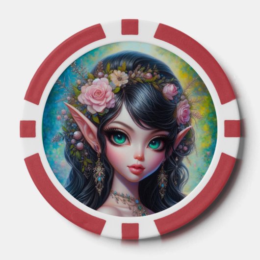 Fantasy elfen vrouw poker chips (Voorkant)