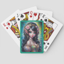 Fantasy Elven Woman Playing Cards