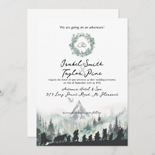 Fantasy Elvish Wedding Invitation (Devant / Derrière)